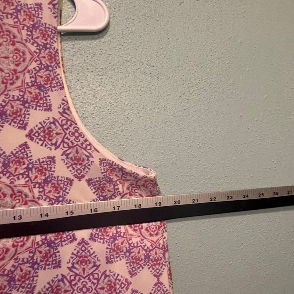Women's Everly White Pink Purple Patterned Sleeveless Shift Dress Size L - Picture 5 of 7